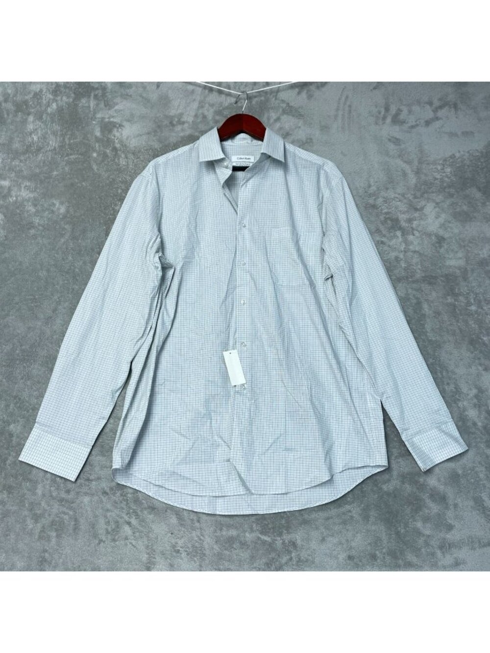 Calvin Klein Men's L Tech Active Stretch Dress Shirt Gray Plaid  F1020